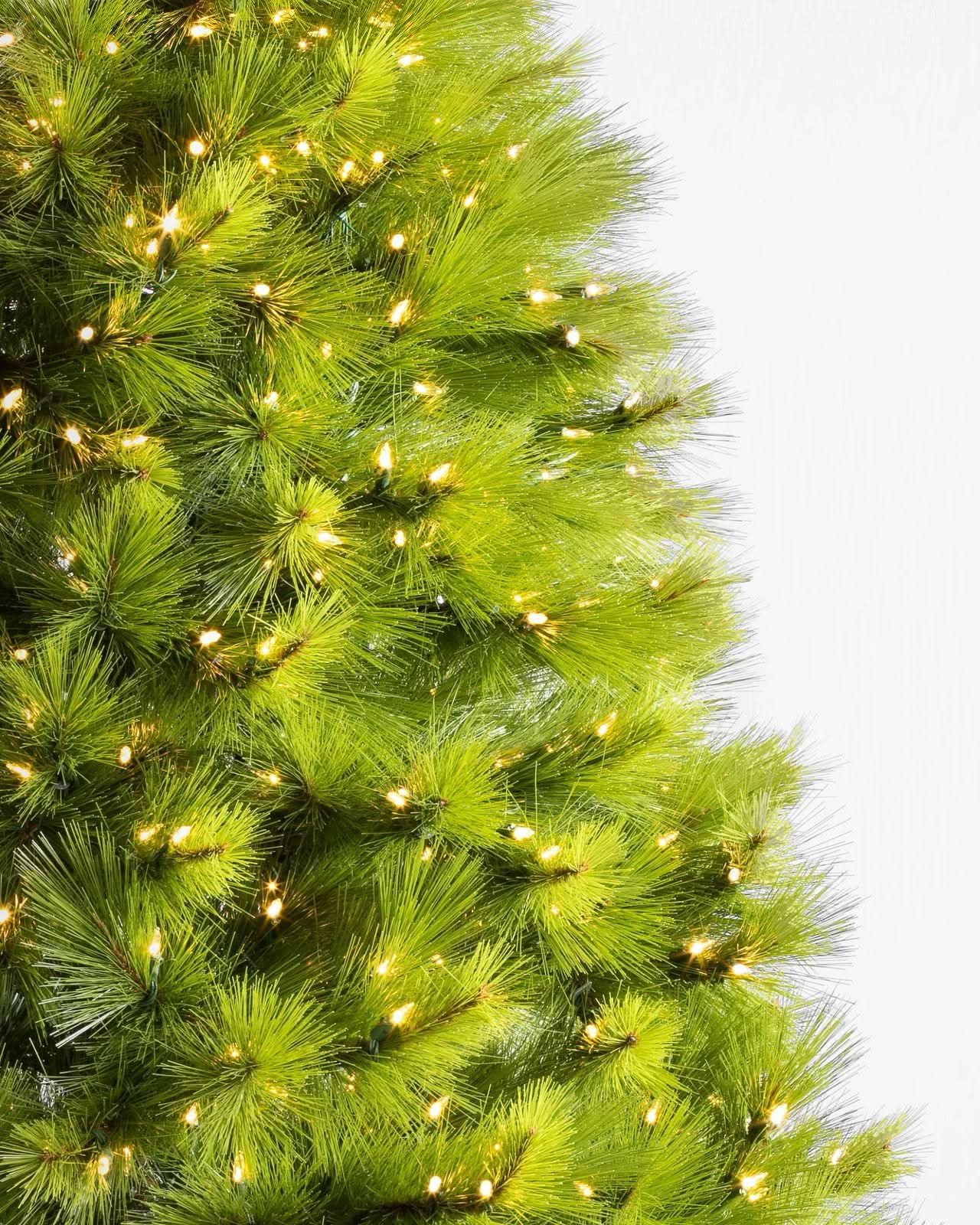Árvore de Natal Verde Monterey Pine com Galhos Longos, Suporte Metálico e Micro LEDs Embutidos