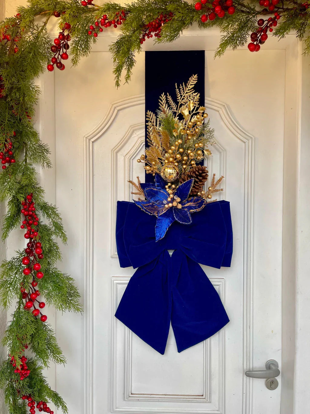 Escapulário de Natal em Veludo – Azul com Dourado (2,10m x 40cm)